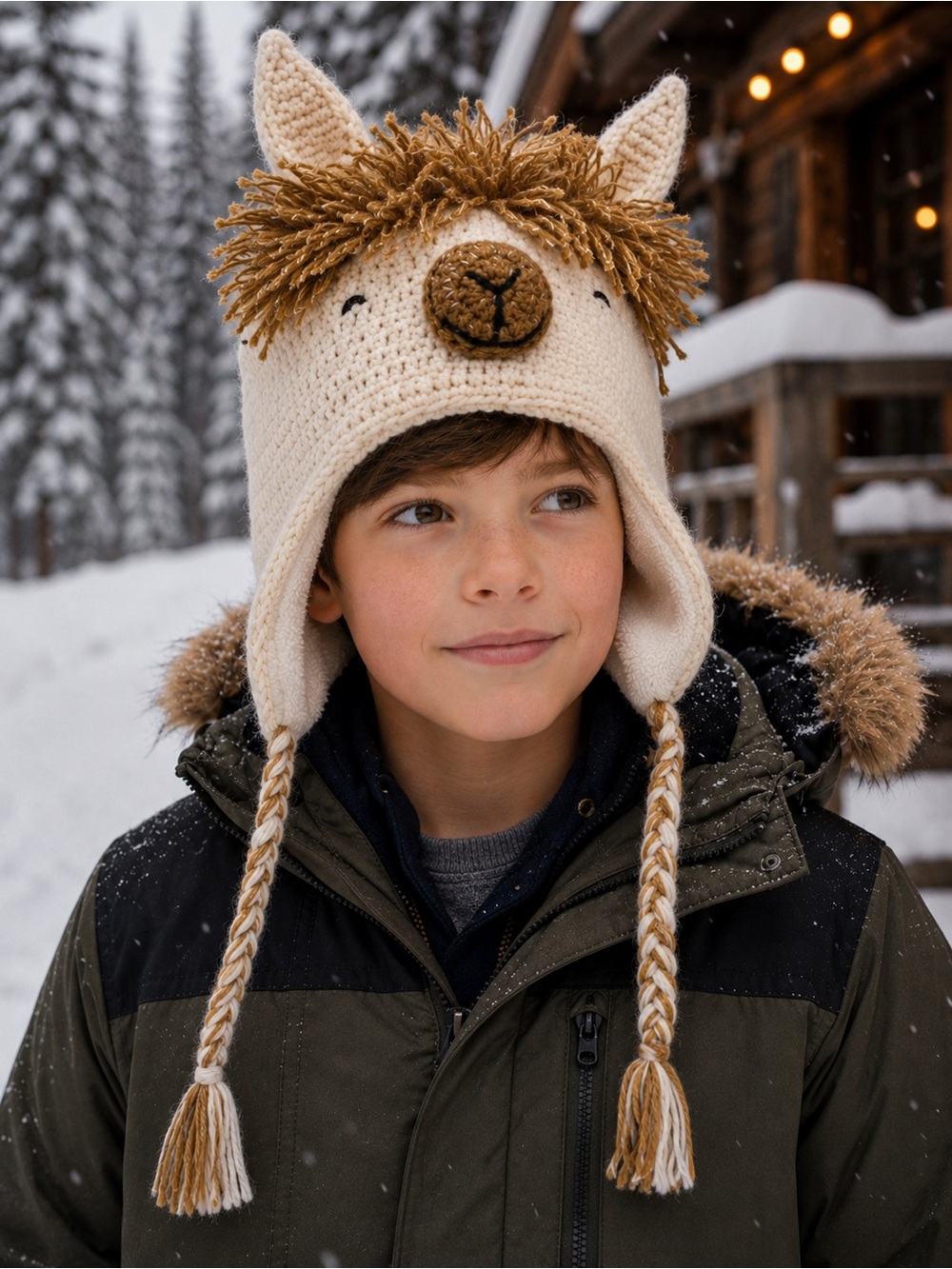 NWT The Collection Royal Crochet Llama Earflap Wool Blend Hat